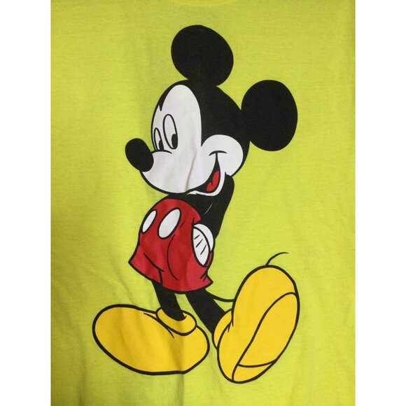 Womens Disney Mickey Mouse T Shirt Yellow Short Sleeve Size Small - Picture 2 of 4